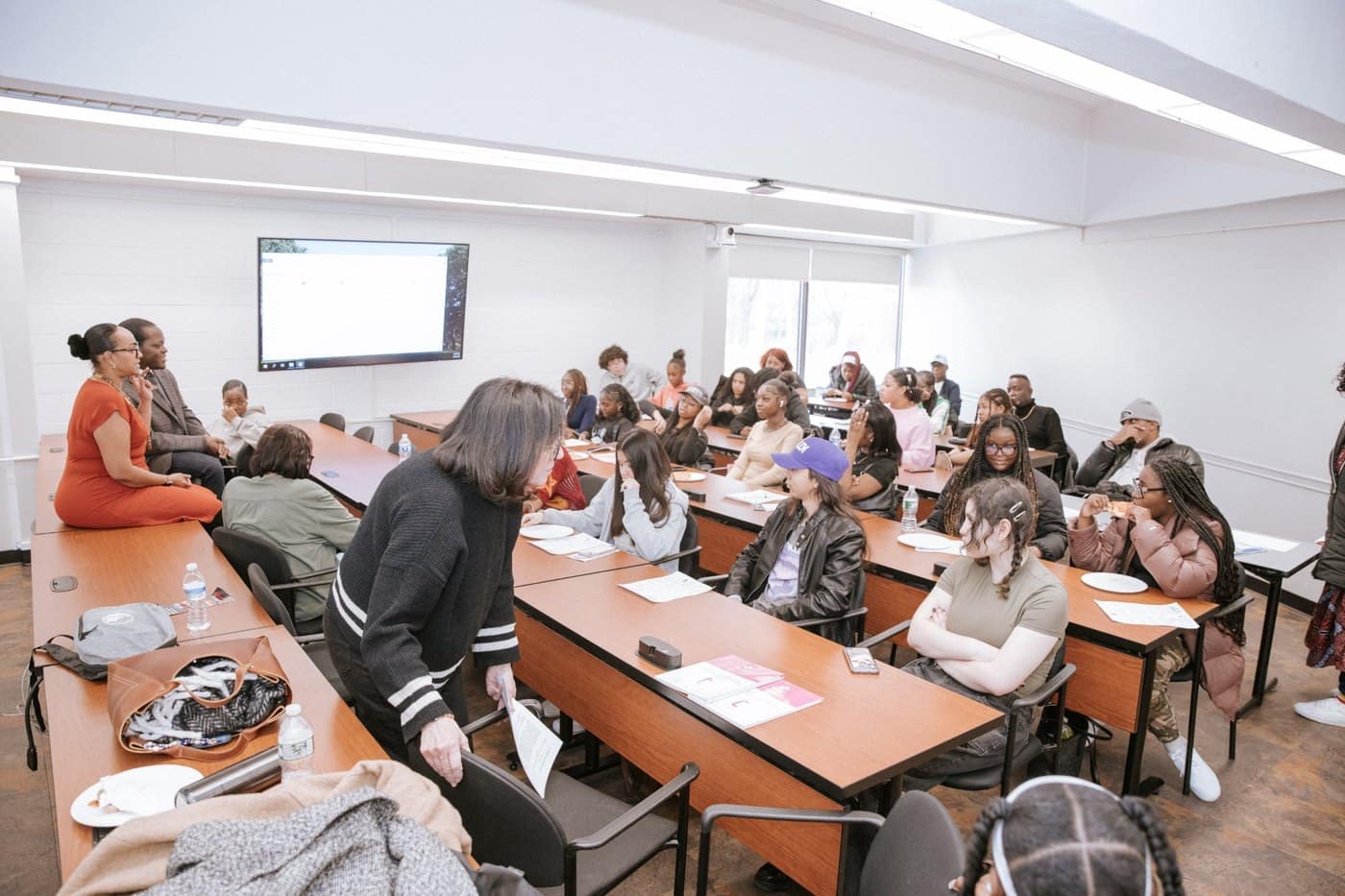 Students participate in a small-group workshop during the summit.