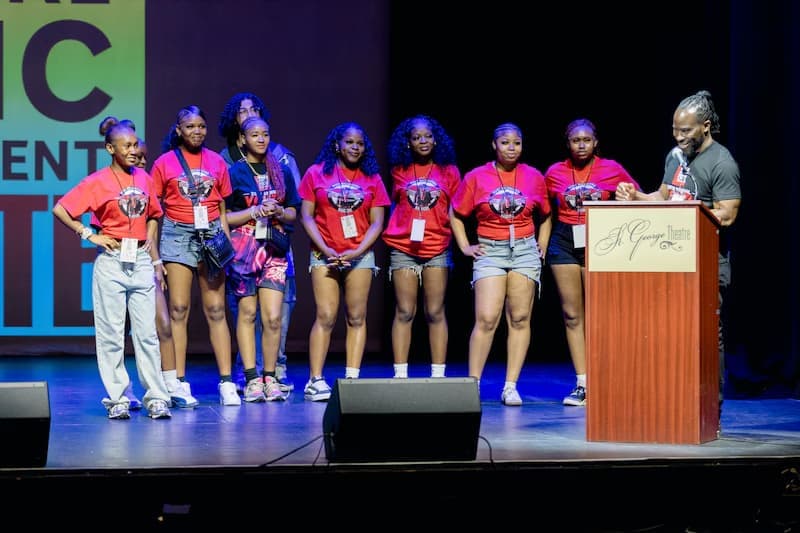 Rapper and influencer Cleotrapa performs at the 20th Annual Youth Empowerment Summit.